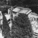 Aufnahme, die den Zustand während der Sanierungsarbeiten dokumentiert, wahrscheinlich vom Uniturm aus fotografiert, um 1981