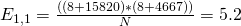 E_{1,1}=\frac{((8+15820)*(8+4667))}{N}=5.2