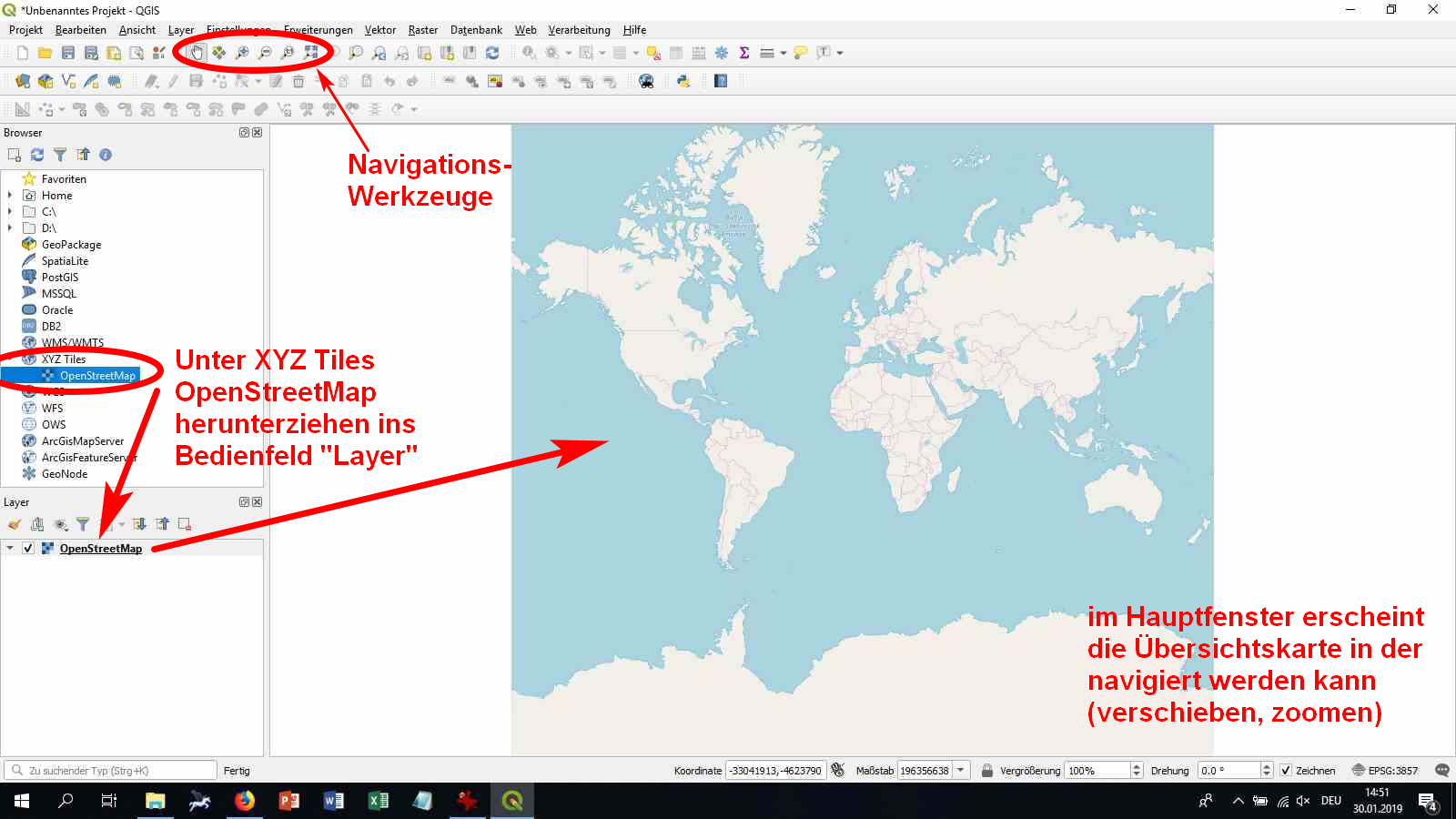 1.1 QGIS einrichten, Grundkarte laden – Historia & Techne